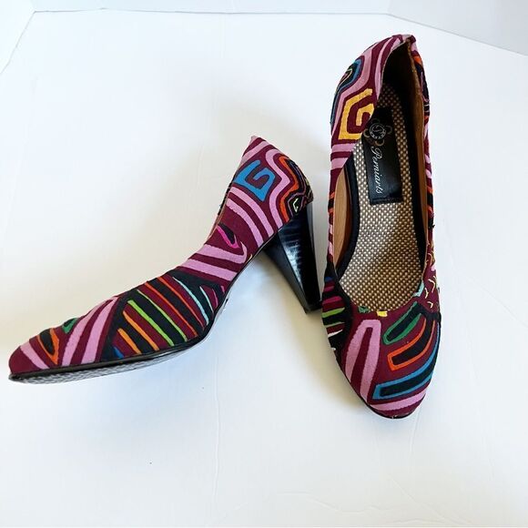 Perniarts Shoes - Handmade Embroidered Patchwork Multicolored Heels